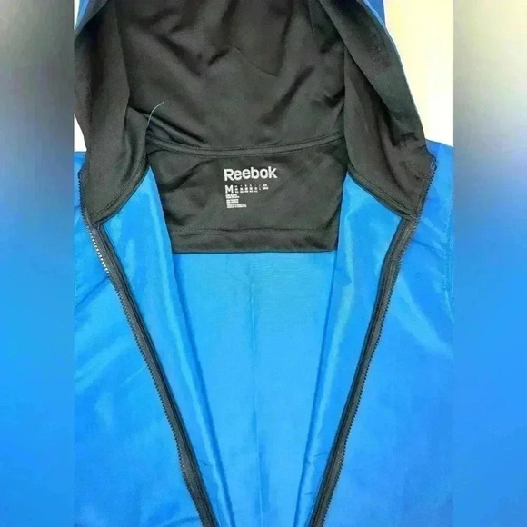 Reebok Men’s  Play Dry Full-Zip Track Hooded Jacket Blue 100% Polyester Size- M - Picture 7 of 9